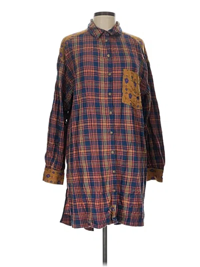 Pre-owned We The Free Long Sleeve Button Down Shirt In Blue