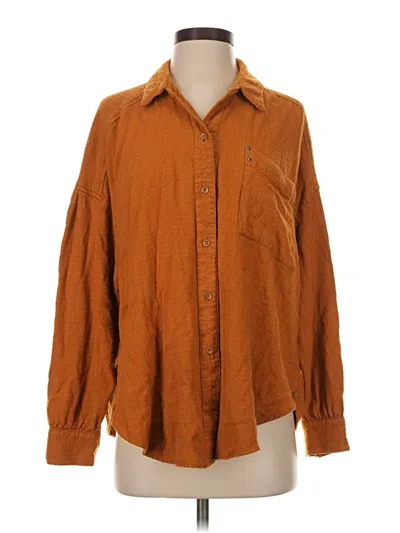 Pre-owned We The Free Long Sleeve Button Down Shirt In Brown
