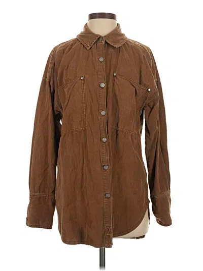 Pre-owned We The Free Long Sleeve Button Down Shirt In Brown