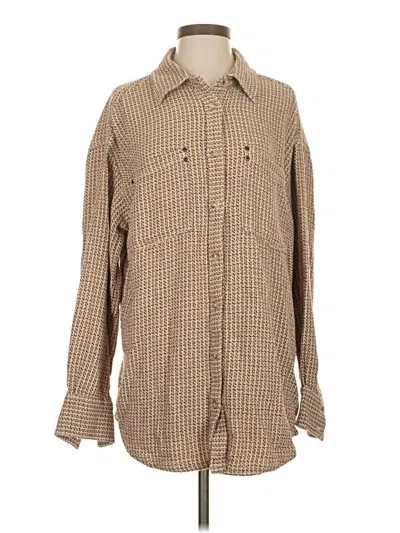 Pre-owned We The Free Long Sleeve Button Down Shirt In Brown