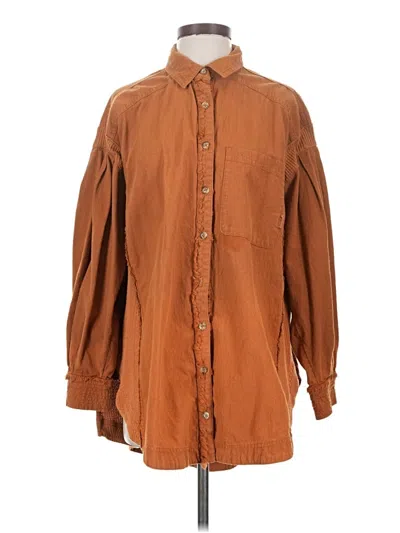 Pre-owned We The Free Long Sleeve Button Down Shirt In Brown