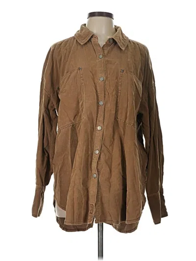Pre-owned We The Free Long Sleeve Button Down Shirt In Brown