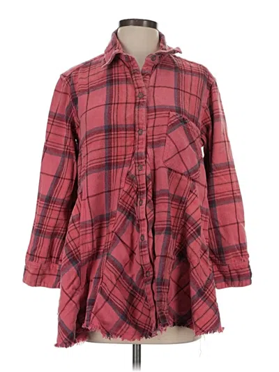 Pre-owned We The Free Long Sleeve Button Down Shirt In Burgundy