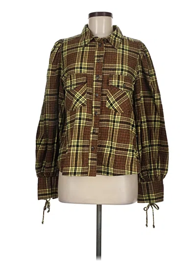 Pre-owned We The Free Long Sleeve Button Down Shirt In Green