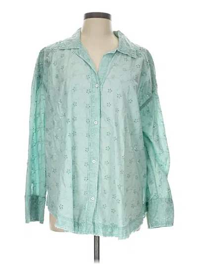 Pre-owned We The Free Long Sleeve Button Down Shirt In Teal