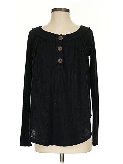 Pre-owned We The Free Long Sleeve Henley Shirt In Black