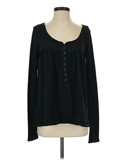 Pre-owned We The Free Long Sleeve Henley Shirt In Black