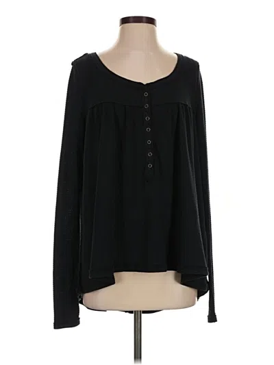 Pre-owned We The Free Long Sleeve Henley Shirt In Black