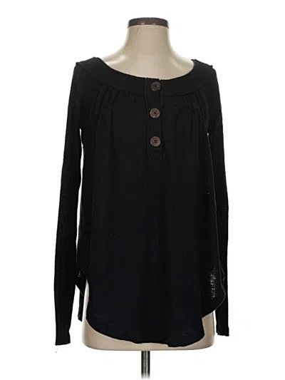 Pre-owned We The Free Long Sleeve Henley Shirt In Black