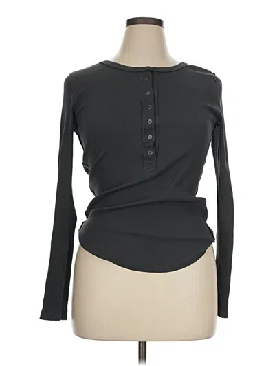 Pre-owned We The Free Long Sleeve Henley Shirt In Black
