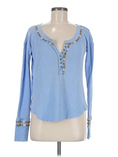 Pre-owned We The Free Long Sleeve Henley Shirt In Blue