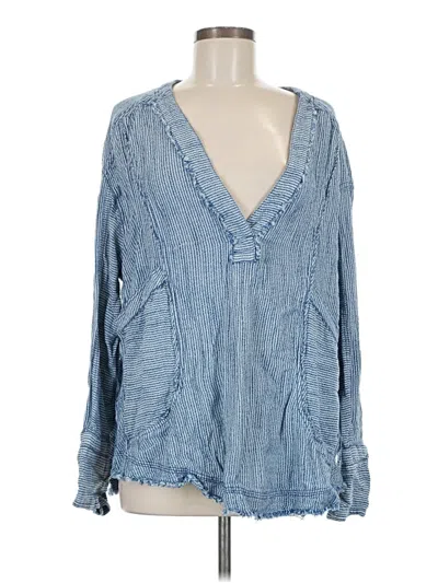 Pre-owned We The Free Long Sleeve Henley Shirt In Blue