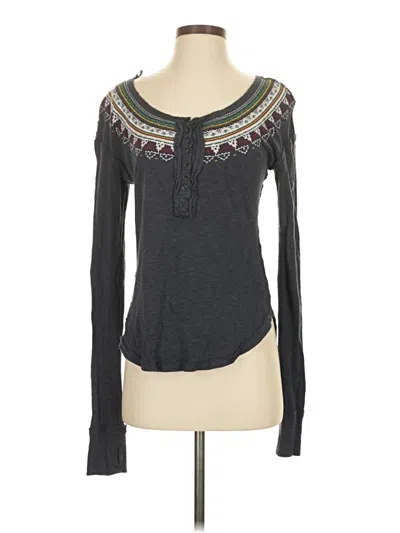 Pre-owned We The Free Long Sleeve Henley Shirt In Gray
