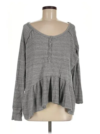 Pre-owned We The Free Long Sleeve Henley Shirt In Gray