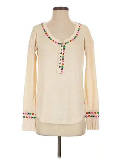 Pre-owned We The Free Long Sleeve Henley Shirt In Ivory