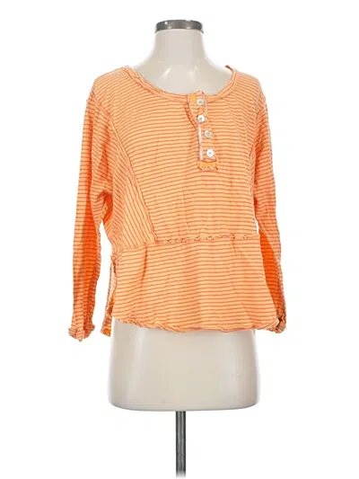 Pre-owned We The Free Long Sleeve Henley Shirt In Orange