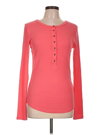 Pre-owned We The Free Long Sleeve Henley Shirt In Pink