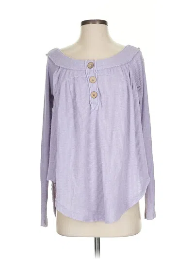 Pre-owned We The Free Long Sleeve Henley Shirt In Purple