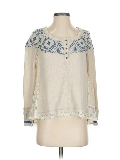 Pre-owned We The Free Long Sleeve Henley Shirt In White