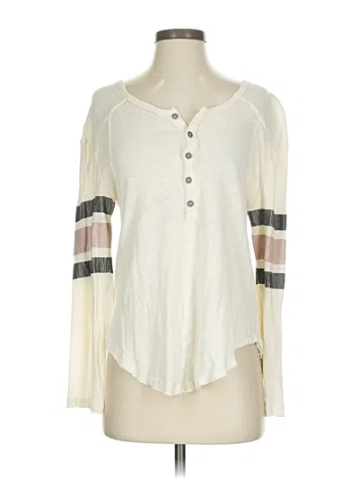 Pre-owned We The Free Long Sleeve Henley Shirt In White
