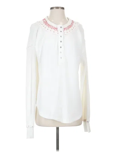 Pre-owned We The Free Long Sleeve Henley Shirt In White