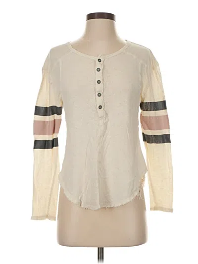 Pre-owned We The Free Long Sleeve Henley Shirt In White