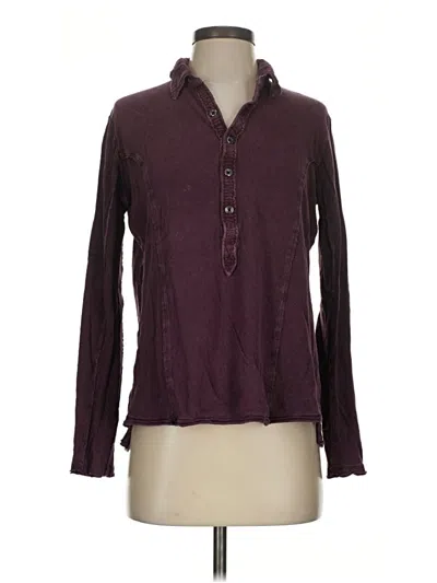 Pre-owned We The Free Long Sleeve Polo Shirt In Burgundy