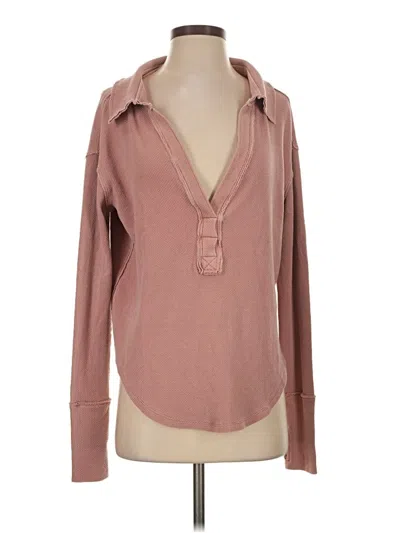 Pre-owned We The Free Long Sleeve Polo Shirt In Pink