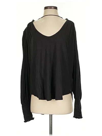 Pre-owned We The Free Long Sleeve Top Black Cold Shoulder Neckline Tops