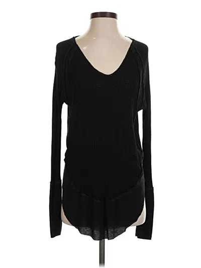Pre-owned We The Free Long Sleeve Top Black Scoop Neck Tops