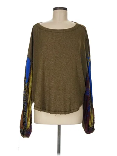 Pre-owned We The Free Long Sleeve Top Brown Boatneck Tops