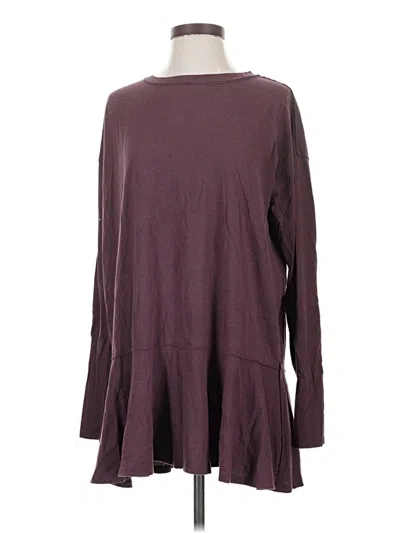 Pre-owned We The Free Long Sleeve Top Burgundy Boatneck Tops