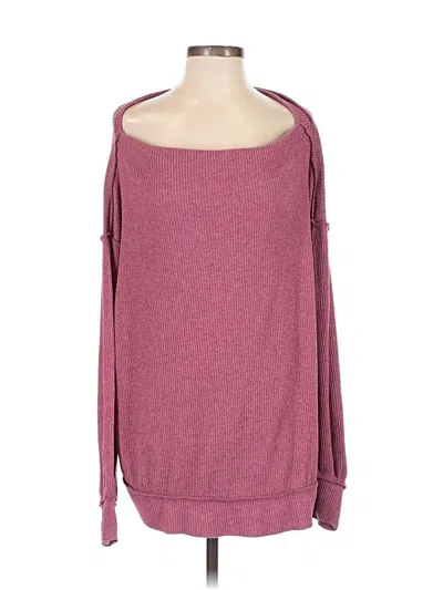 Pre-owned We The Free Long Sleeve Top Burgundy Off The Shoulder Neckline Tops