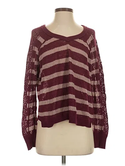 Pre-owned We The Free Long Sleeve Top Burgundy Scoop Neck Tops
