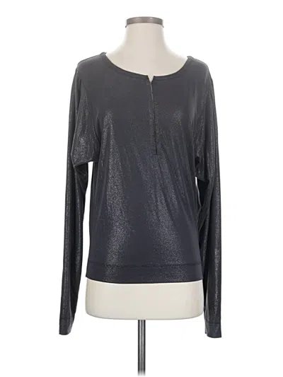 Pre-owned We The Free Long Sleeve Top Gray Metallic Pattern Crew Neck Tops