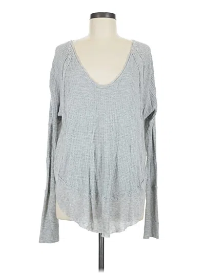 Pre-owned We The Free Long Sleeve Top Gray Plunge Neckline Tops