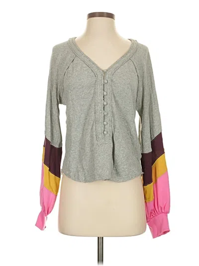 Pre-owned We The Free Long Sleeve Top Gray Sweetheart Neckline Tops