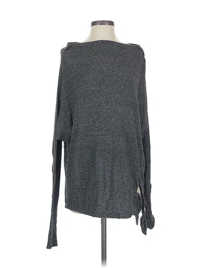 Pre-owned We The Free Long Sleeve Top Gray Tie Neck Tops