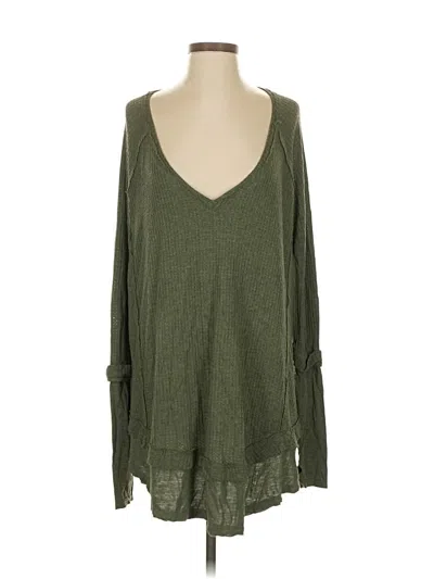 Pre-owned We The Free Long Sleeve Top Green V Neck Tops