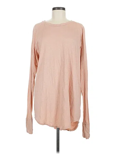 Pre-owned We The Free Long Sleeve Top Pink Crew Neck Tops