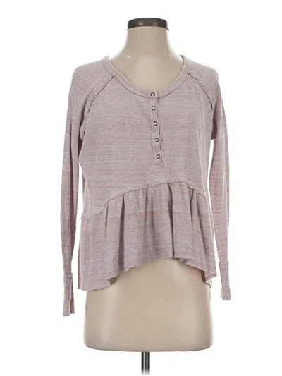 Pre-owned We The Free Long Sleeve Top Pink Marled Pattern Crew Neck Tops