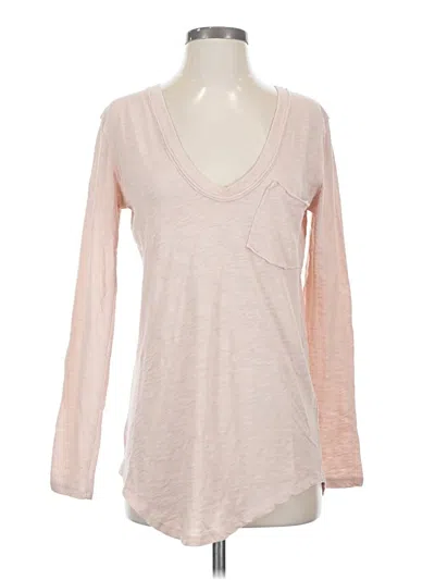 Pre-owned We The Free Long Sleeve Top Pink V Neck Tops
