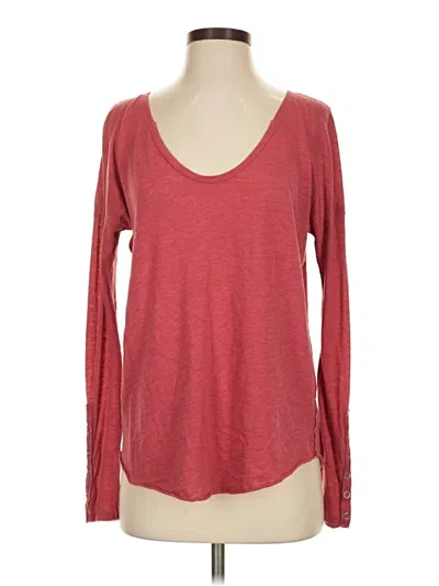 Pre-owned We The Free Long Sleeve Top Red Scoop Neck Tops