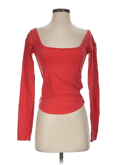 Pre-owned We The Free Long Sleeve Top Red Sweetheart Neckline Tops