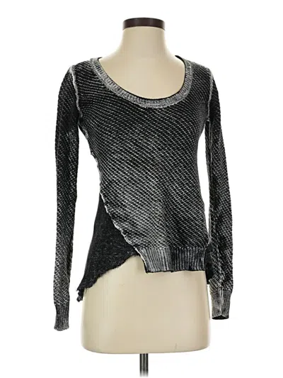 Pre-owned We The Free Long Sleeve Top Silver Metallic Pattern Scoop Neck Tops