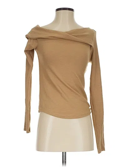 Pre-owned We The Free Long Sleeve Top Tan One Shoulder Neckline Tops