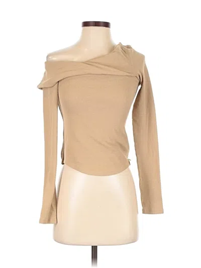 Pre-owned We The Free Long Sleeve Top Tan One Shoulder Neckline Tops In Brown