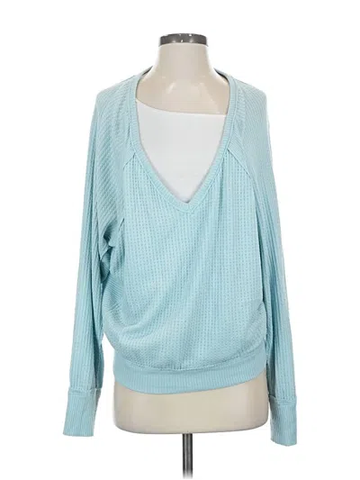 Pre-owned We The Free Long Sleeve Top Teal Cowl Neck Tops In Blue