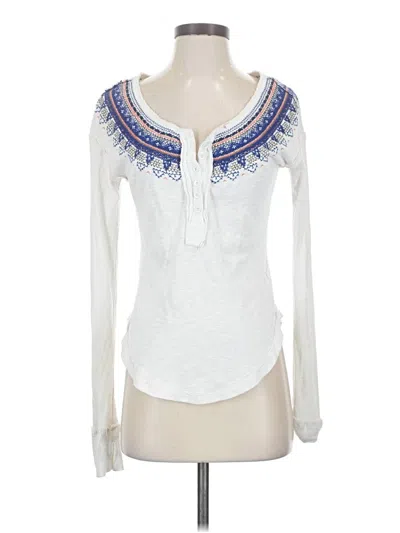 Pre-owned We The Free Long Sleeve Top White Keyhole Neckline Tops