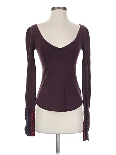 Pre-owned We The Free Long Sleeve T-shirt In Burgundy